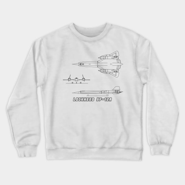 Lockheed YF-12A (Stealth Fighter) (black) Crewneck Sweatshirt by Big Term Designs